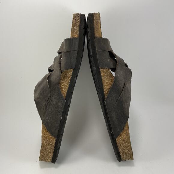 Birkenstock Lugano Slide Sandals Mens Size 11, EU44 Brown Distressed Criss Cross main image 4